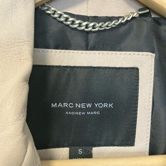 NWT Andrew Marc New York Cream Leather Motorcycle Jacket - Picture 4 of 8